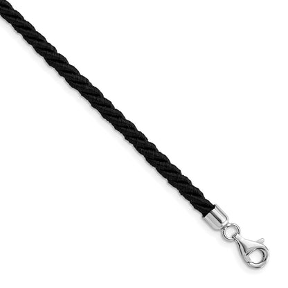 Sterlingsilber Rhodiniert Schwarz Satiniert Kordel Halskette