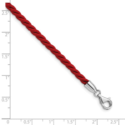 Sterlingsilber Rhodiniert 18inch Rot Satiniert Kordel Halskette