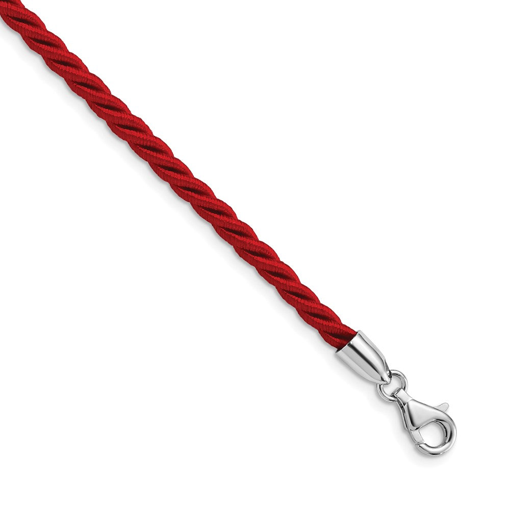 Sterlingsilber Rhodiniert 18inch Rot Satiniert Kordel Halskette