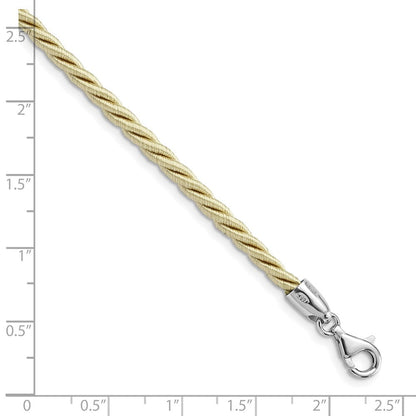 Sterlingsilber Rhodiniert 18inch Cream Satiniert Kordel Halskette