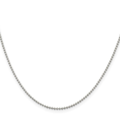 Sterlingsilber 1.5mm Gekugelt Kette mit 2 Zoll Verlängerung. Halskette