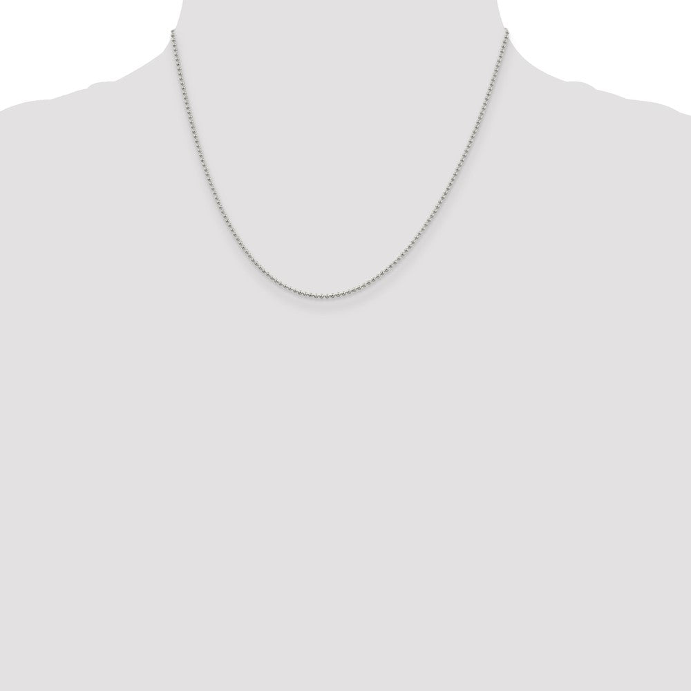 Sterlingsilber 1.5mm Gekugelt Kette mit 2 Zoll Verlängerung. Halskette