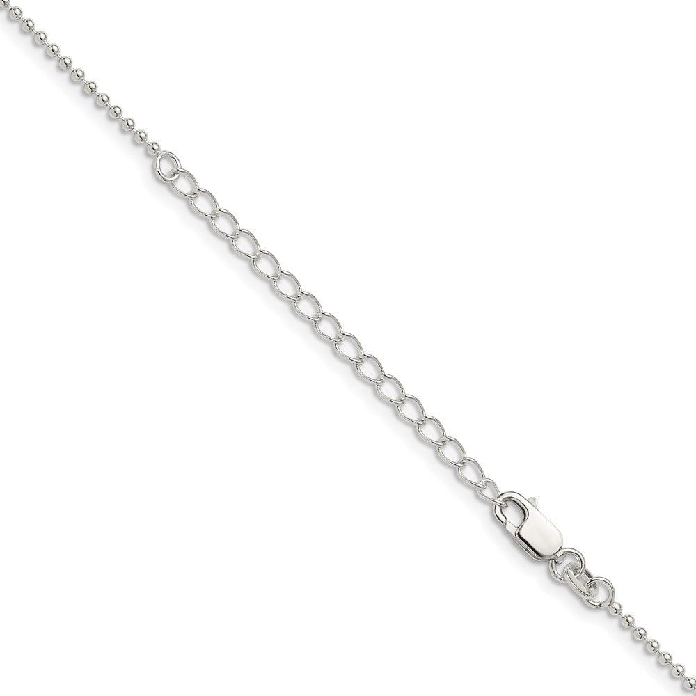 Sterlingsilber 1.5mm Gekugelt Kette mit 2 Zoll Verlängerung. Halskette