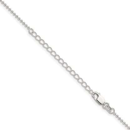 Sterlingsilber 1.5mm Gekugelt Kette mit 2 Zoll Verlängerung. Halskette