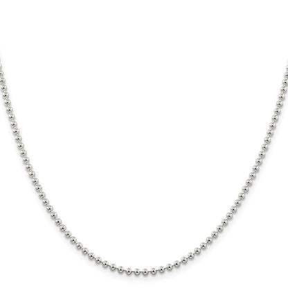 Sterlingsilber 2.35mm Gekugelt Kette mit 2 Zoll Verlängerung. Halskette