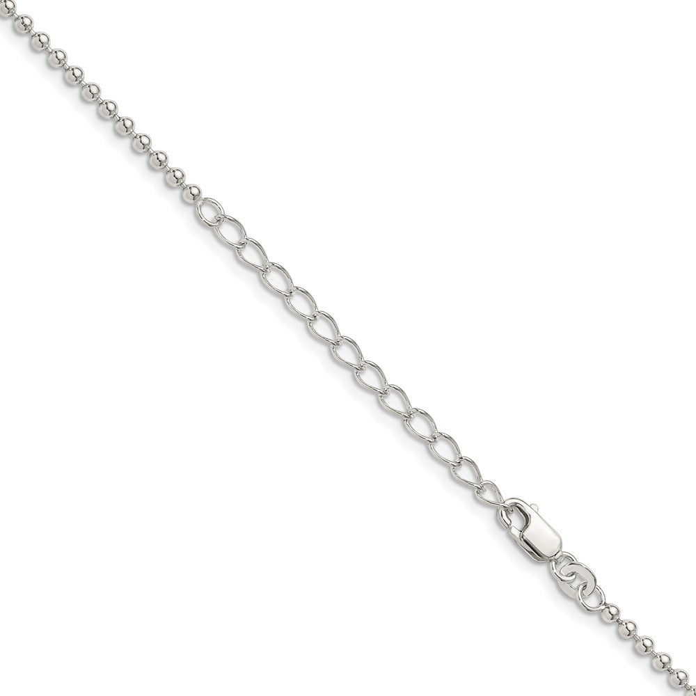 Sterlingsilber 2.35mm Gekugelt Kette mit 2 Zoll Verlängerung. Halskette