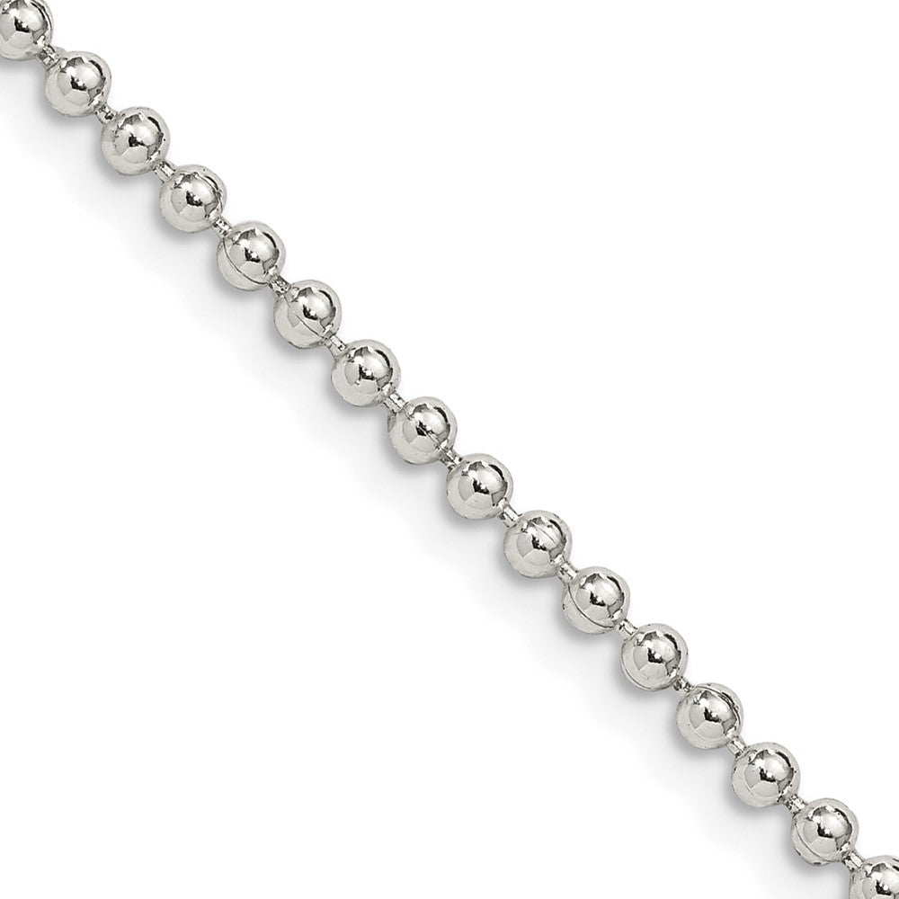 Sterlingsilber 2.35mm Gekugelt Kette mit 2 Zoll Verlängerung. Halskette