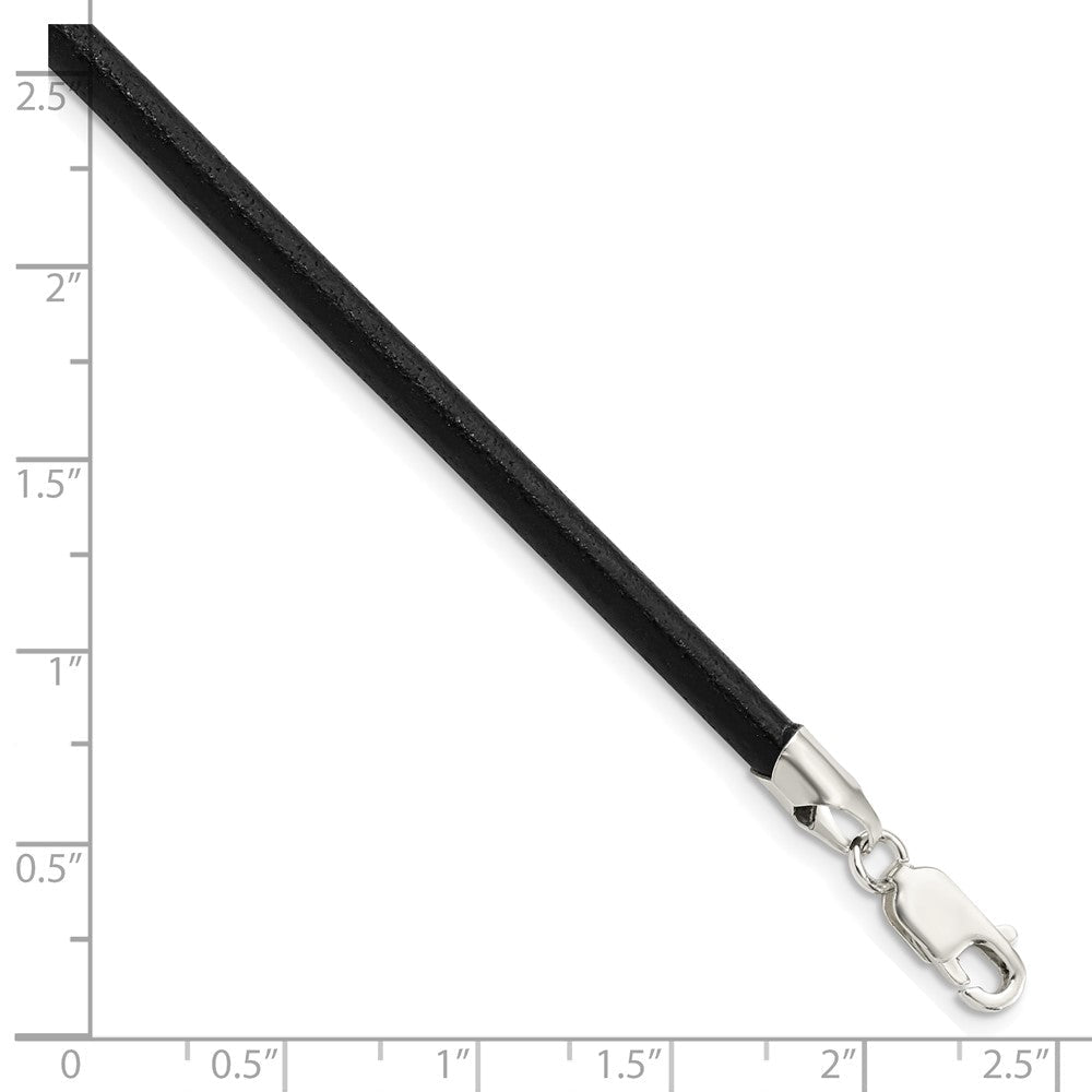 Sterlingsilber 4mm Schwarz Leder Halskette