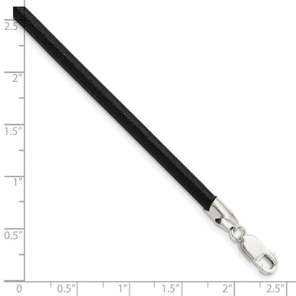 Sterlingsilber 4mm Schwarz Leder Halskette