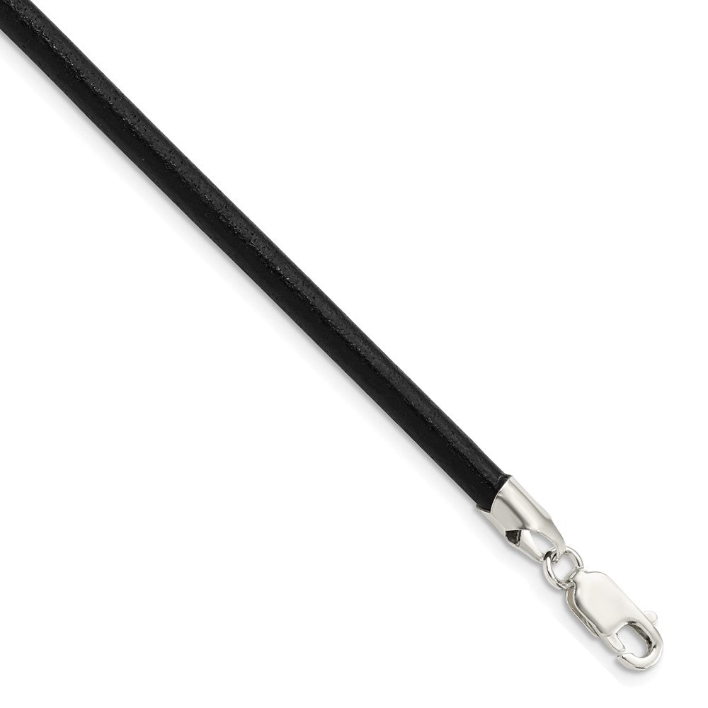 Sterlingsilber 4mm Schwarz Leder Halskette