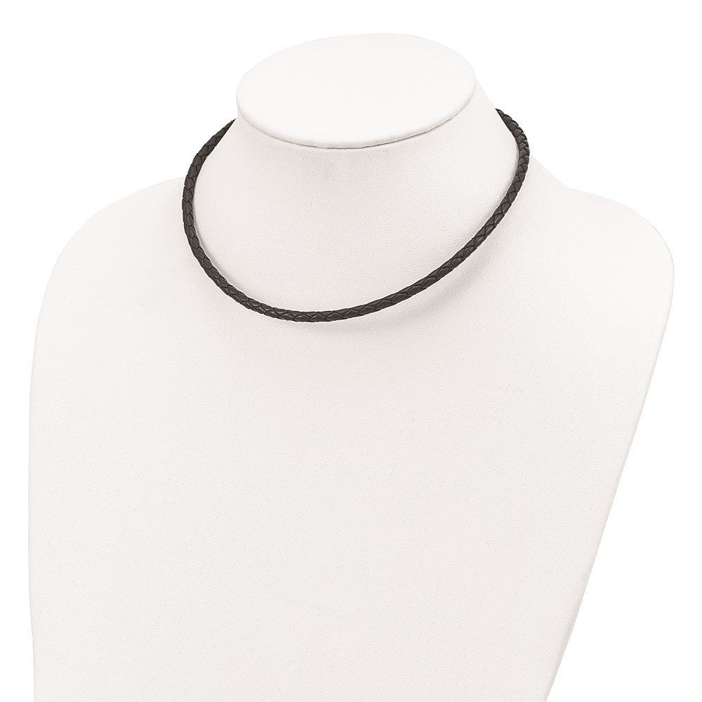 Sterlingsilber 4mm Schwarz Leder Geflochten Halskette