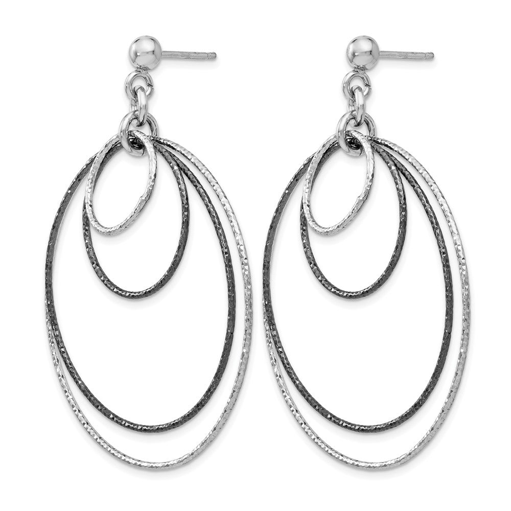 Sterlingsilber Ss und Rutheniumbeschichtet Diamantiert Stecker Creolen