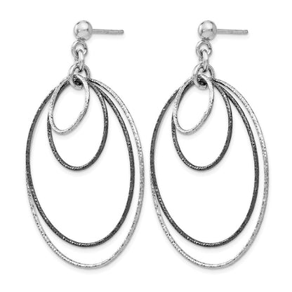 Sterlingsilber Ss und Rutheniumbeschichtet Diamantiert Stecker Creolen