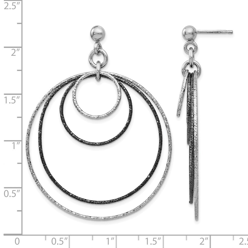 Sterlingsilber Ss und Rutheniumbeschichtet Diamantiert Stecker Creolen