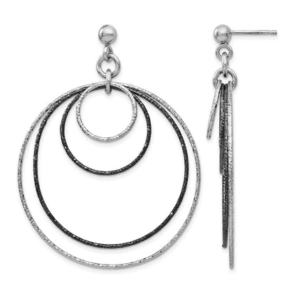 Sterlingsilber Ss und Rutheniumbeschichtet Diamantiert Stecker Creolen