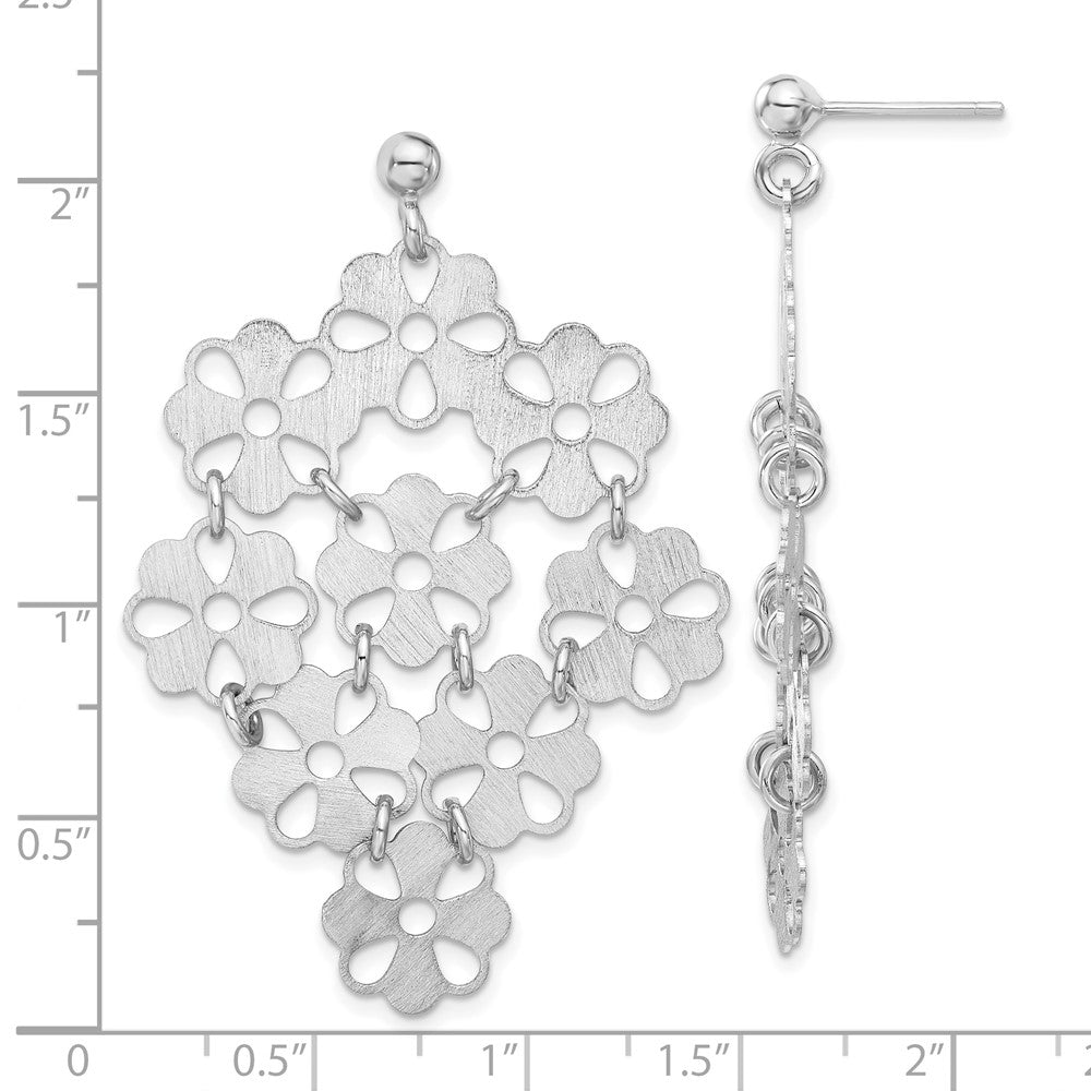 Sterlingsilber Gebürstet Blume Stecker Ohrhänger