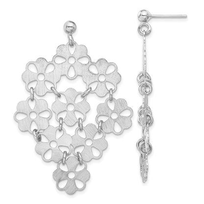 Sterlingsilber Gebürstet Blume Stecker Ohrhänger