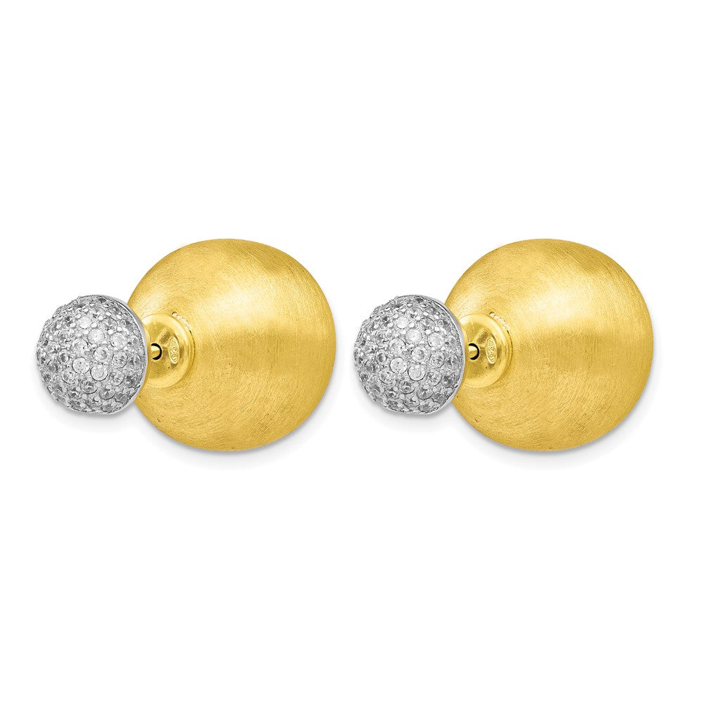 Sterlingsilber Goldfarben Zirkonia Vorderseite Rückseite Ohrringe