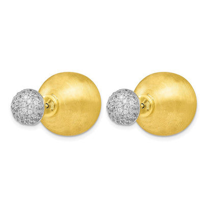 Sterlingsilber Goldfarben Zirkonia Vorderseite Rückseite Ohrringe
