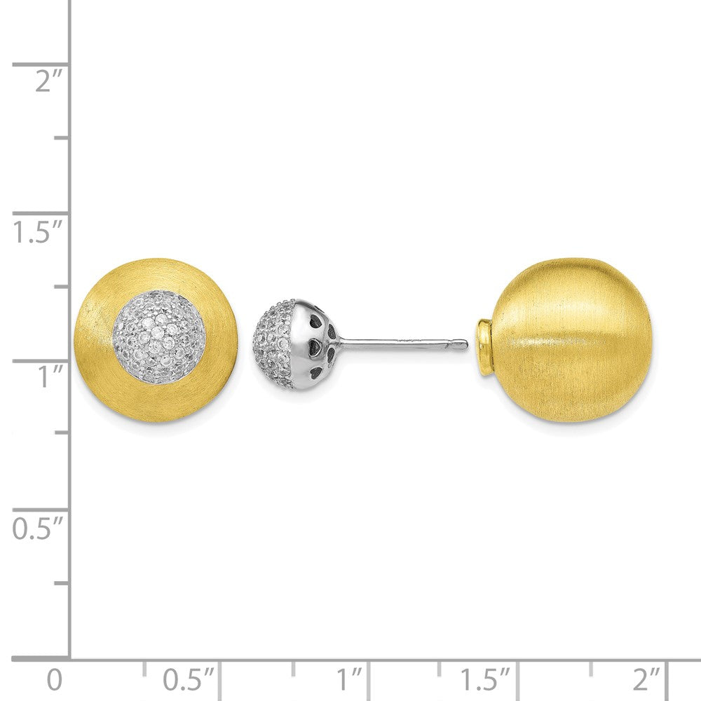 Sterlingsilber Goldfarben Zirkonia Vorderseite Rückseite Ohrringe