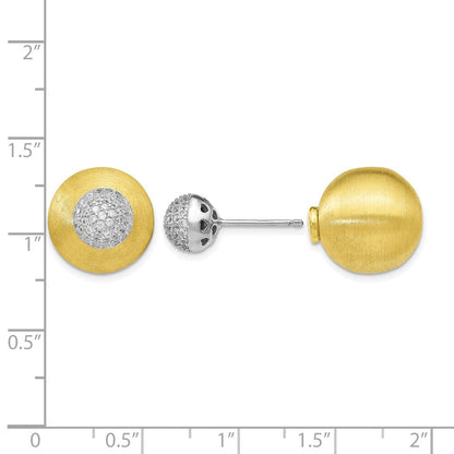 Sterlingsilber Goldfarben Zirkonia Vorderseite Rückseite Ohrringe