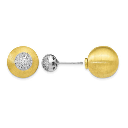 Sterlingsilber Goldfarben Zirkonia Vorderseite Rückseite Ohrringe