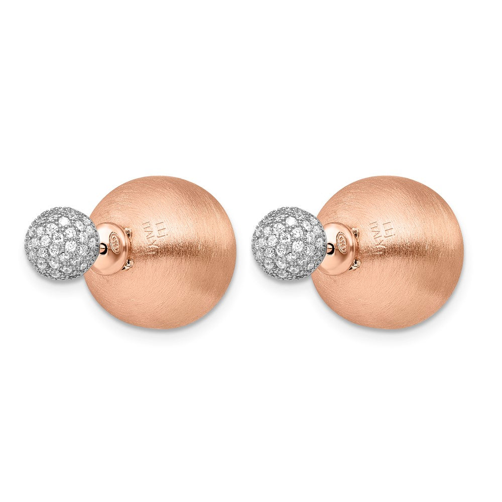 Sterlingsilber Roséfarben Zirkonia Vorderseite Rückseite Ohrringe