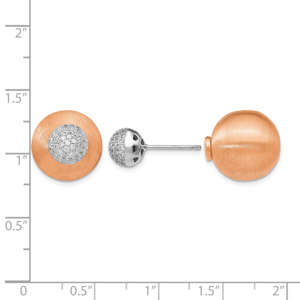 Sterlingsilber Roséfarben Zirkonia Vorderseite Rückseite Ohrringe