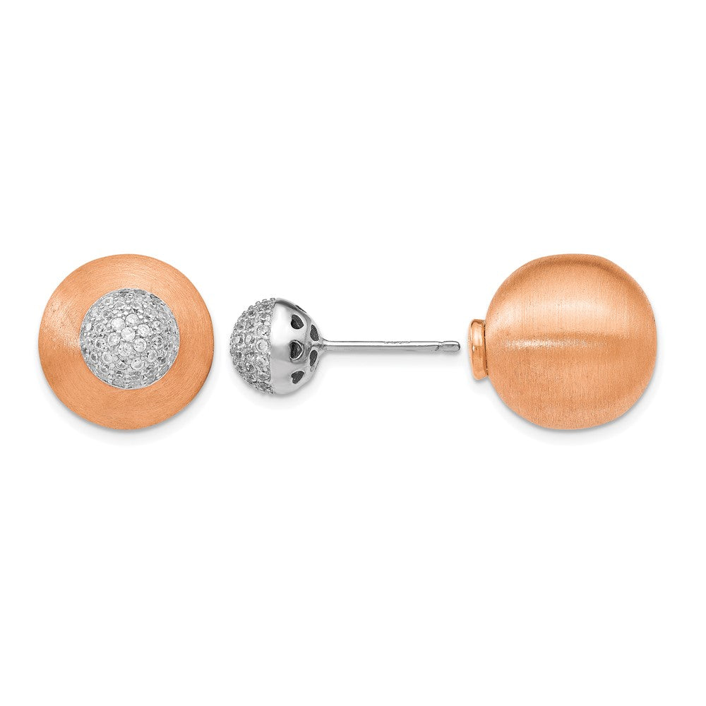 Sterlingsilber Roséfarben Zirkonia Vorderseite Rückseite Ohrringe