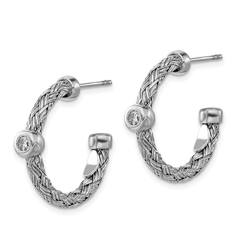 Sterlingsilber Poliert Geflochten Zirkonia Creolen