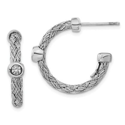 Sterlingsilber Poliert Geflochten Zirkonia Creolen