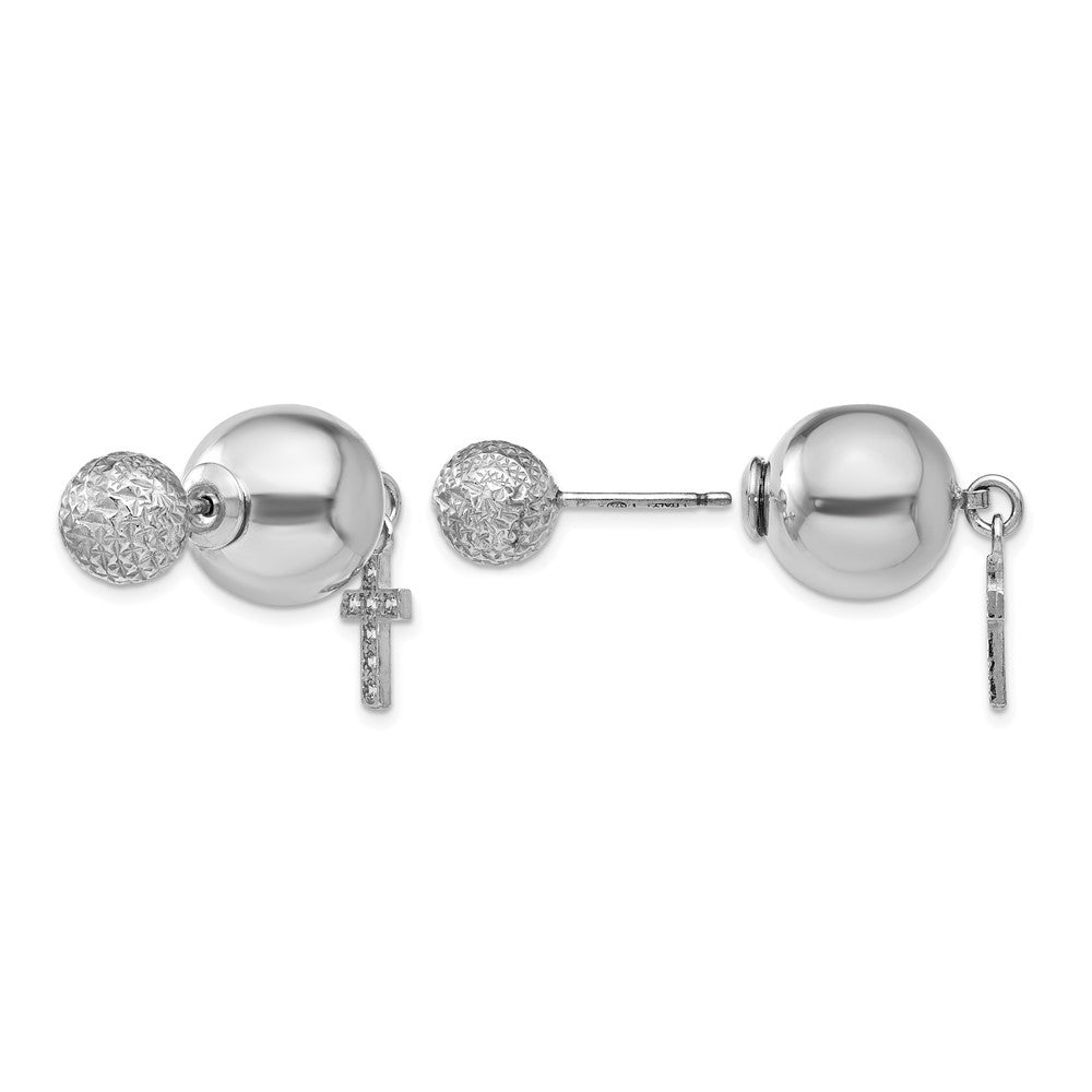 Sterlingsilber Rhodiniert Zirkonia Kreuz Vorderseite und Rückseite Ohrringe
