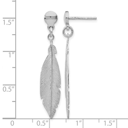 Sterlingsilber Rhodiniert Blatt Stecker Ohrhänger