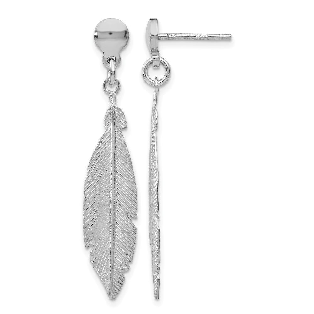Sterlingsilber Rhodiniert Blatt Stecker Ohrhänger