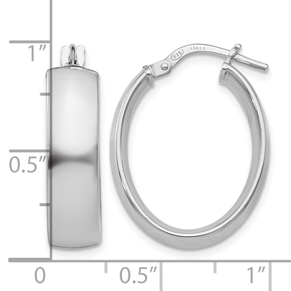 Sterlingsilber Rhodiniert Oval Creolen
