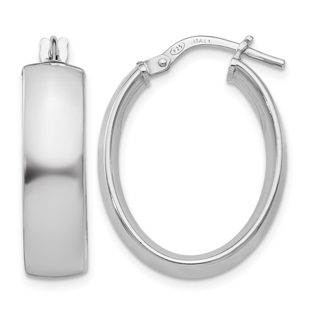 Sterlingsilber Rhodiniert Oval Creolen
