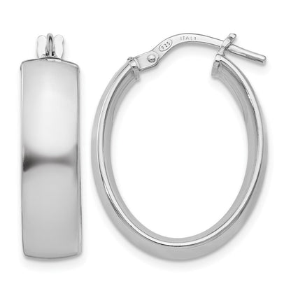 Sterlingsilber Rhodiniert Oval Creolen
