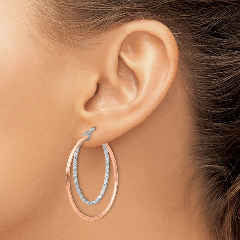 Sterlingsilber Roséfarben Diamantiert Creolen