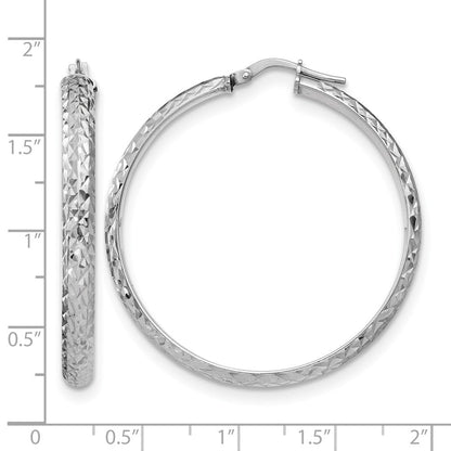 Sterlingsilber Rhodiniert Poliert & Strukturiert Creolen