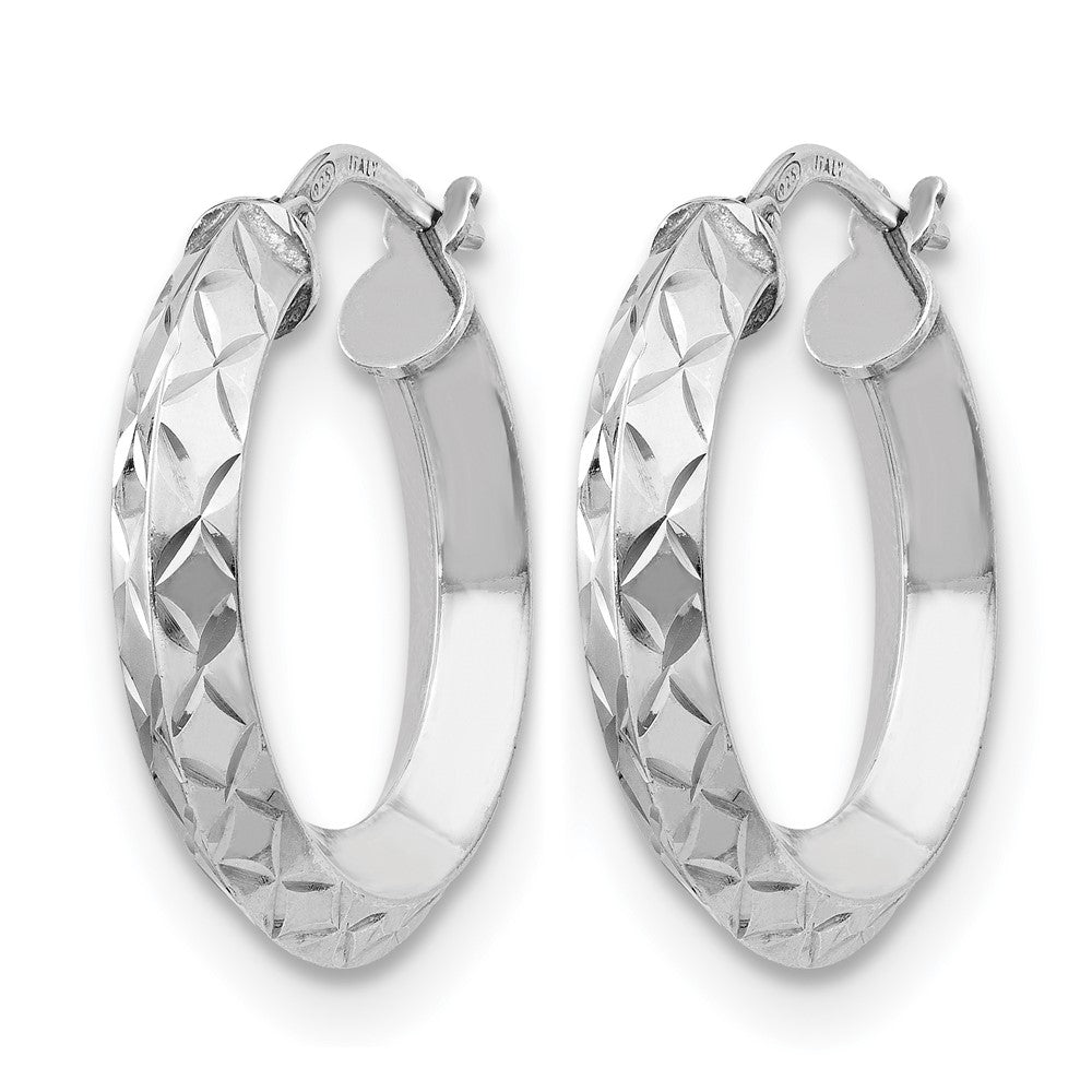 Sterlingsilber Rhodiniert Poliert & Diamantiert Creolen