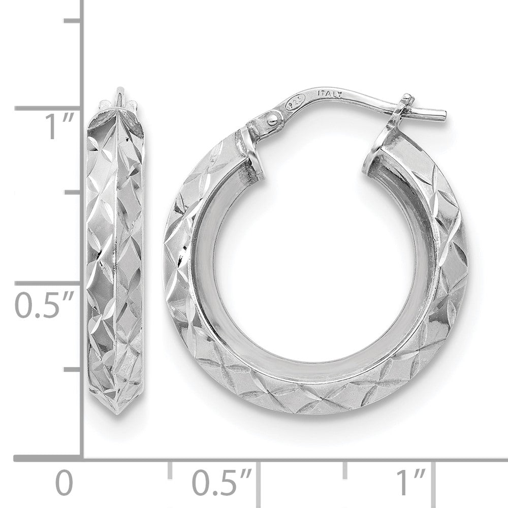 Sterlingsilber Rhodiniert Poliert & Diamantiert Creolen
