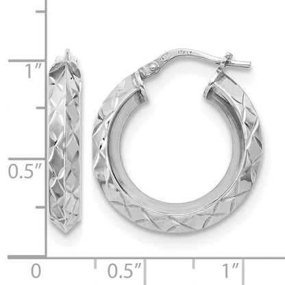 Sterlingsilber Rhodiniert Poliert & Diamantiert Creolen