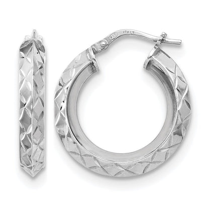 Sterlingsilber Rhodiniert Poliert & Diamantiert Creolen