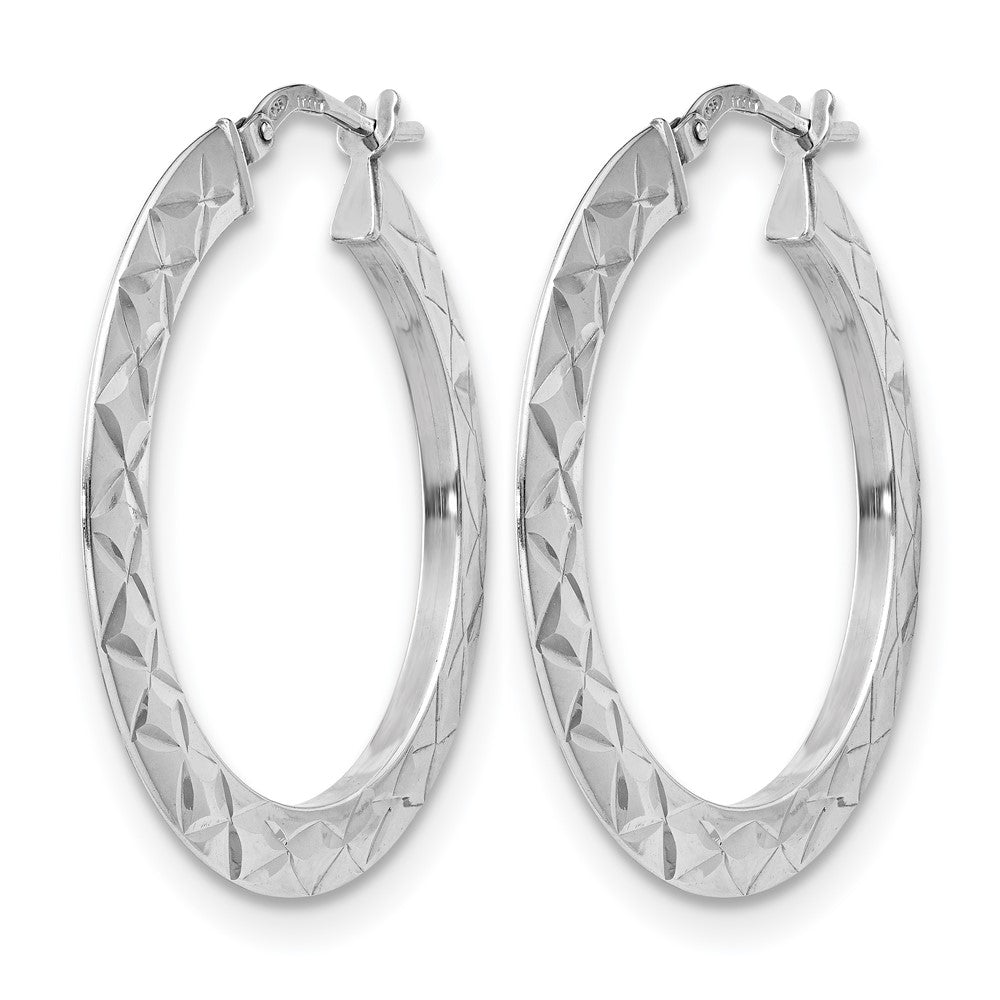 Sterlingsilber Rhodiniert Poliert & Diamantiert Creolen