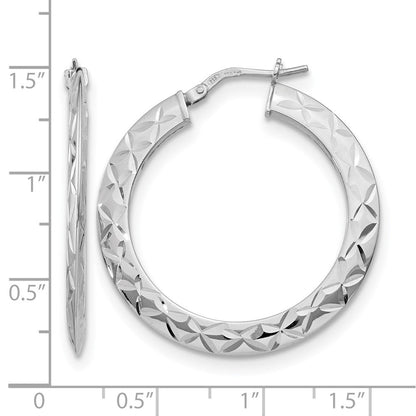 Sterlingsilber Rhodiniert Poliert & Diamantiert Creolen
