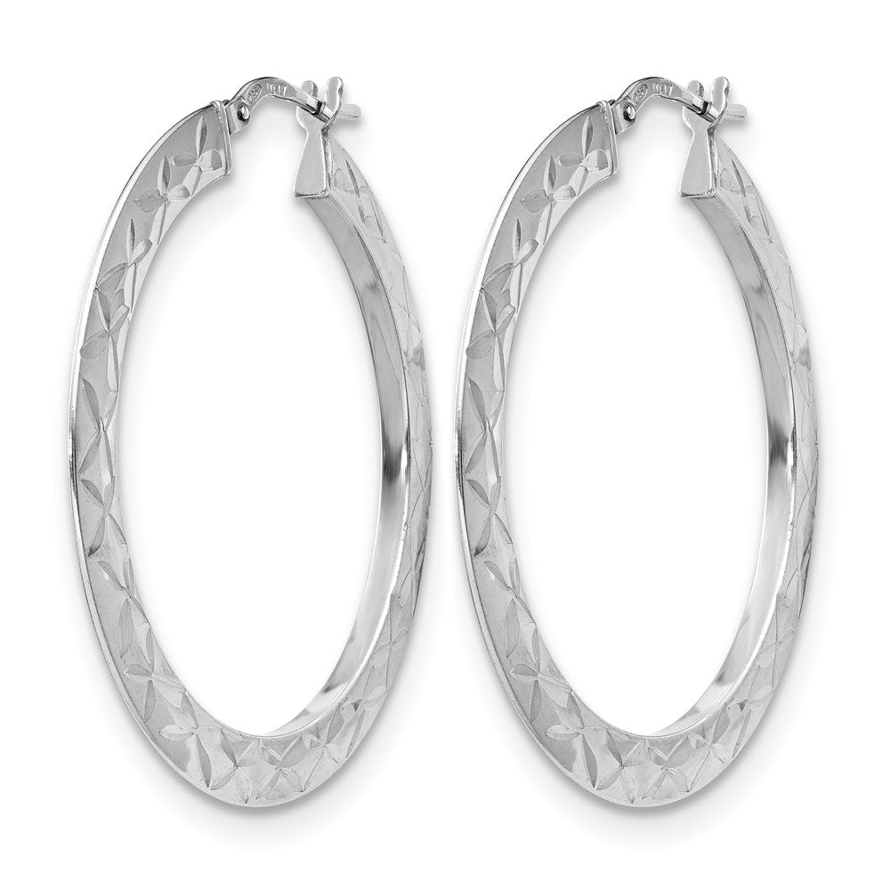 Sterlingsilber Rhodiniert Poliert & Diamantiert Creolen