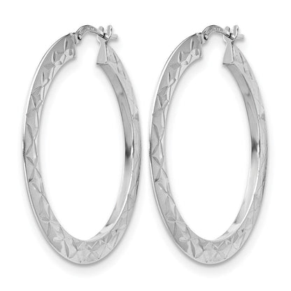 Sterlingsilber Rhodiniert Poliert & Diamantiert Creolen
