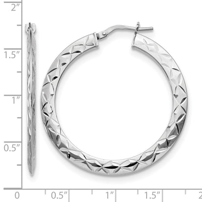Sterlingsilber Rhodiniert Poliert & Diamantiert Creolen
