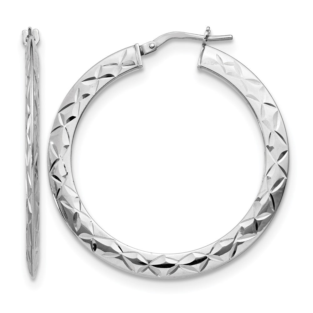 Sterlingsilber Rhodiniert Poliert & Diamantiert Creolen