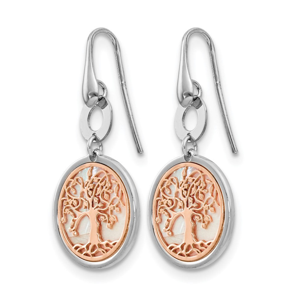 Sterlingsilber & Roséfarben Perlmutt Baum Of Leben Ohrhänger